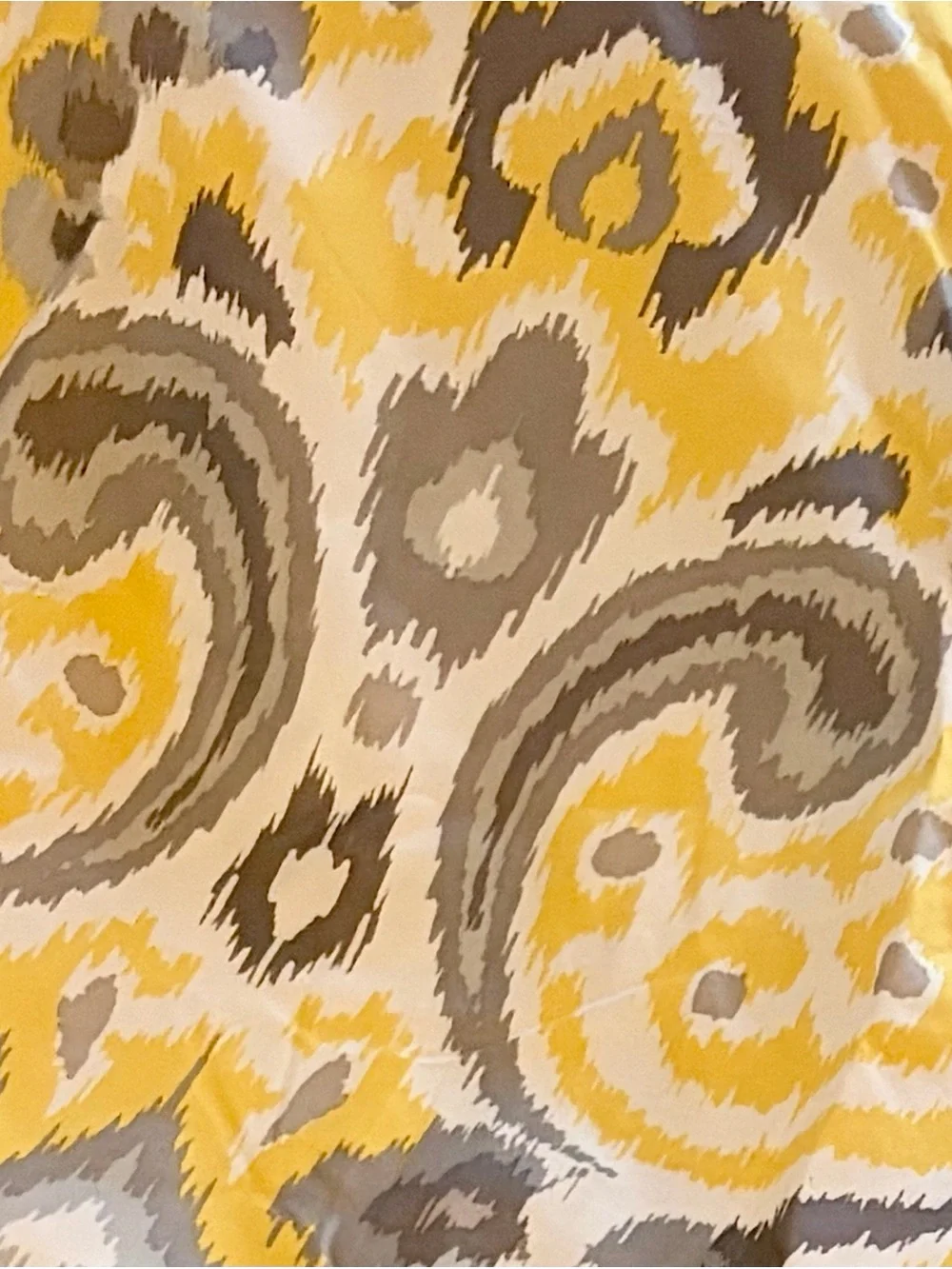 Gray Yellow Ikat/Damask Fabric Shower Curtain